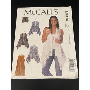 00280 McCall's‎ M7416 Misses' Vest Sewing Pattern Size Y XS-S-M